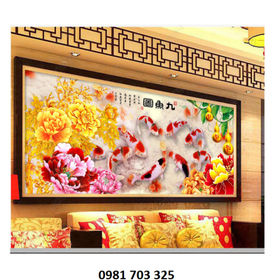 Gạch tranh cá chép ốp tường