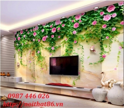 Gạch tranh giàn hoa 3d