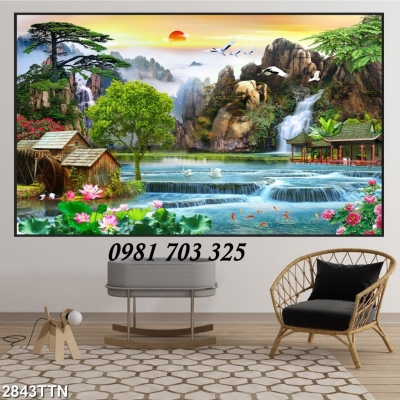 gạch tranh 3D phong cảnh sơn thủy hữu tình