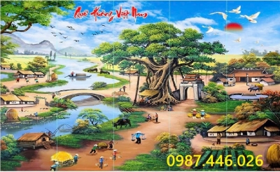 Tranh gạch men phong cảnh làng quê việt nam