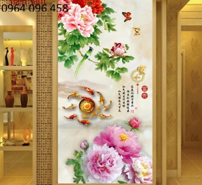 Tranh gạch 3d hoa mẫu đơn - 432ZXC