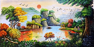 Tranh gạch đồng quê trang trí phòng