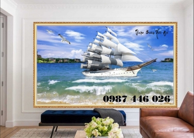 Tranh gach mẹn thuyền buồm HP2833