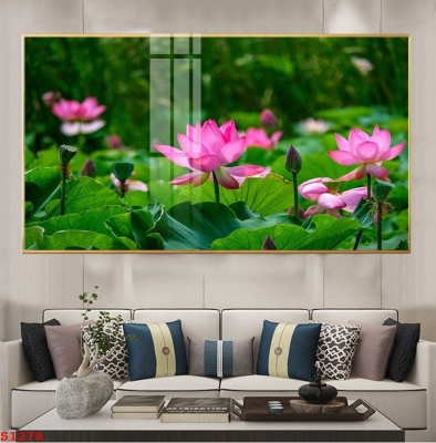 Gạch tranh 3d hoa sen trang trí