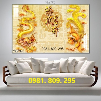 Gạch 3d rồng phượng , gạch tranh 3d
