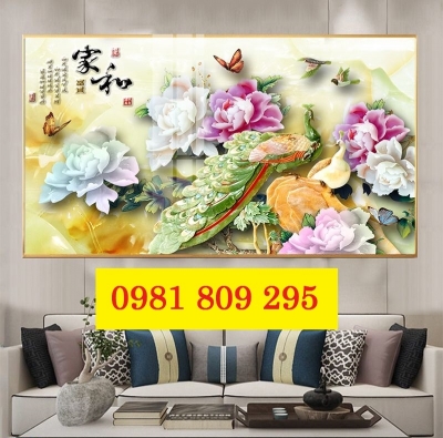 Gạch 3d con công - tranh gạch men