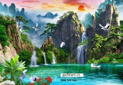 Tranh gạch 3d sơn thủy hữu tình - GNMM86
