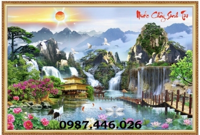 Gạch tranh thác nước, tranh tường, gạch tranh thiên nhiên