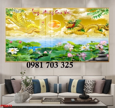 Tranh gạch rồng phượng cao cấp 3D