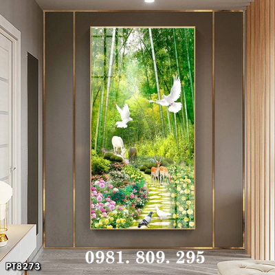 Tranh gạch , gạch ốp tường 3d cảnh khổ dọc