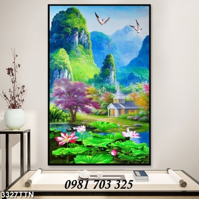 Tranh gạch 3D khổ đứng hình phong cảnh