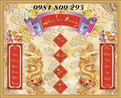 Gạch tranh phòng thờ rồng vàng