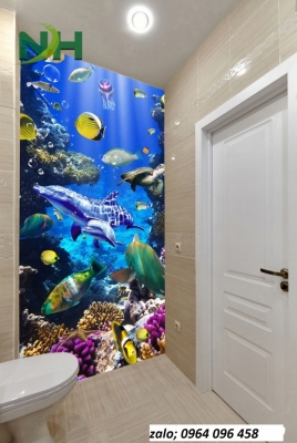Tranh phòng tắm 3d - tranh gạch 3d phòng tắm - 7643CP