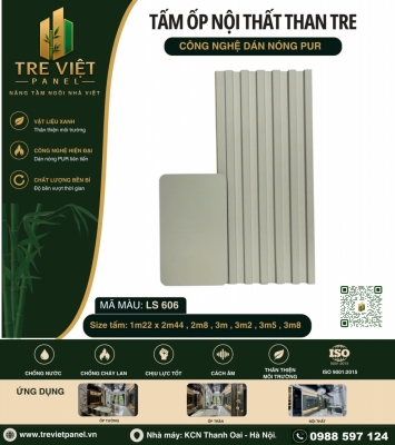 Tấm ốp tường lam sóng than tre