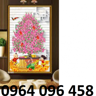 Tranh cây hoa đào - tranh gạch 3d hoa đào - SXVV43