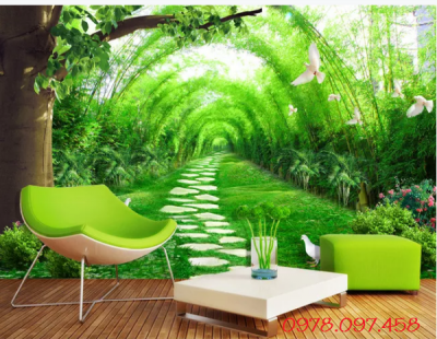 tranh phong cảnh vườn cây xanh trang trí phòng khách