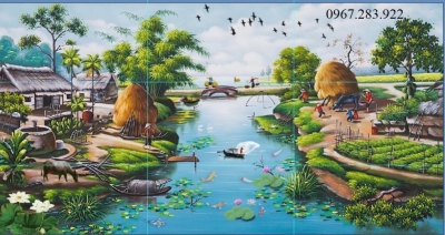 Gạch tranh- Tranh phong cảnh đồng quê