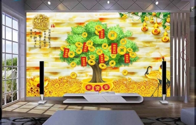 tranh 3d - tranh gạch 3d cây kim tiền - NC55