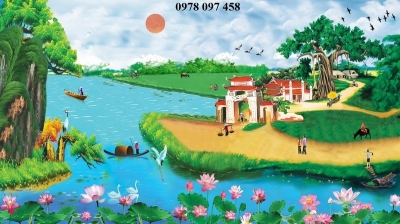 Tranh quê hương - tranh gạch 3D