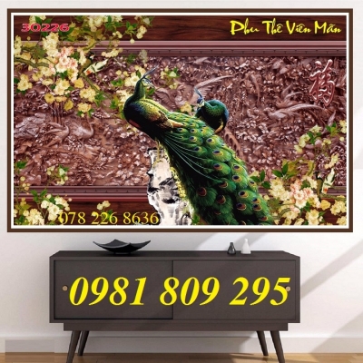Tranh gạch men , tranh chim công 3d