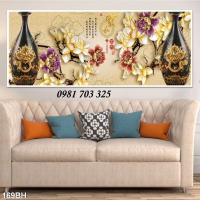 tranh gạch men 3D bình hoa