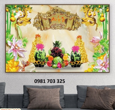 tranh gạch phòng thờ, tranh 3D