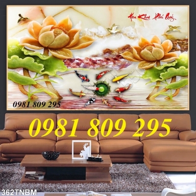 tranh gạch men 3d cá chép phong thủy