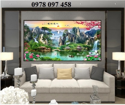 Tranh gạch trang trí phòng khách