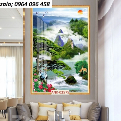 Tranh phong thủy 3d phong cảnh - gạch tranh 3d ốp tường - KBB54