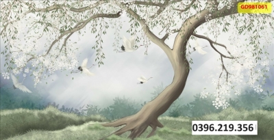 Tranh gạch 3d chim hạc đẹp