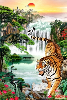 Tranh gạch 3d ốp tường tranh con hổ - CX433