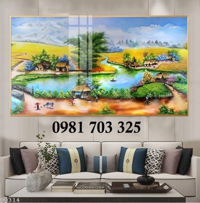 Tranh gạch phong cảnh đồng quê dán tường