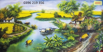 Tranh gạch đồng quê trang trí phong thủy