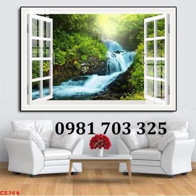 Tranh dán tường 3D, gạch tranh cửa sổ