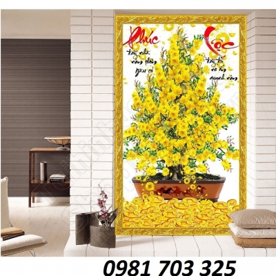 Tranh gạch 3D phòng khách- gạch tranh hoa mai