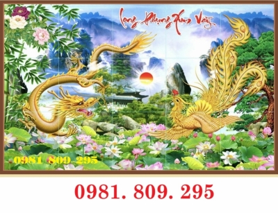 Gạch tranh , gạch men, ốp tường trang trí rồng phượng