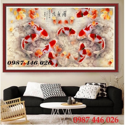 Tranh gạch men cá chép vàng HP7442