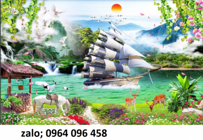 Tranh gạch 3d phong thủy thuyền buồm - 988VV