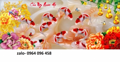 Tranh gạch 3d cá chép phong thủy - NVV76