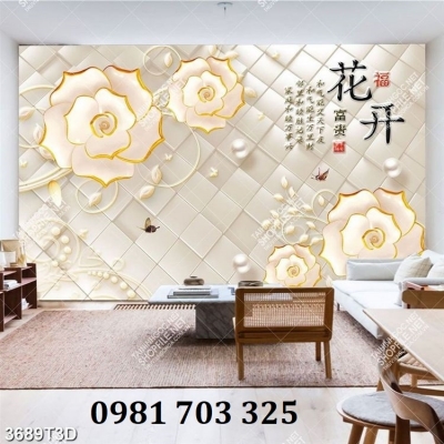 Gạch tranh hoa 3d trang trí
