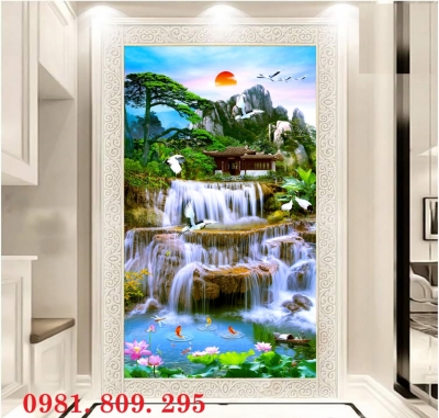 Gạch tranh thiên nhiên 3d khổ dọc