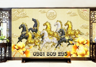 Tranh gạch 3d ngựa, tranh gạch ốp tường