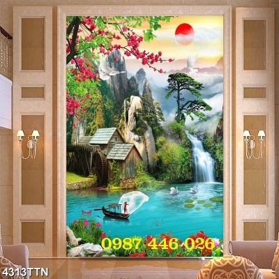 Tranh thác nước- gạch ốp tường