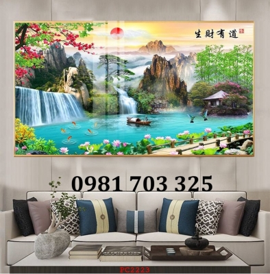 Tranh gạch đẹp thác nước 3d