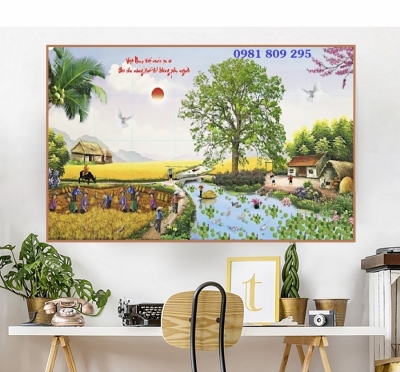 Tranh làng quê , gạch men ốp tường HP9852