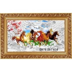 Gạch tranh 3D - tranh 8 chú ngựa