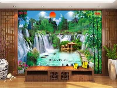 Tranh gạch men 3D Thác nước