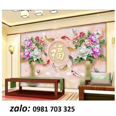 Tranh gạch 3D cá chép - tranh phong thủy