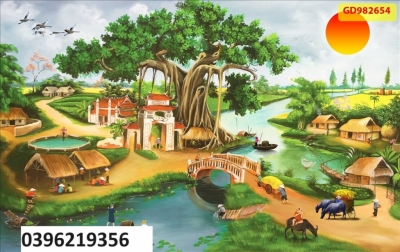 Tranh gạch đồng quê đẹp