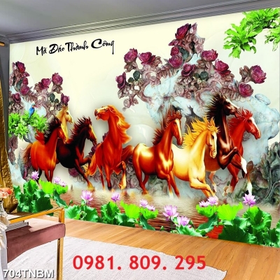 Tranh gạch ốp tường 3d ngựa , tranh phong thủy